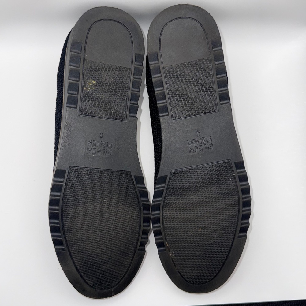 Eileen Fisher Black Knit Ballet Flats Womens 9 Slip On Quiet Luxury Office Work - Picture 8 of 11